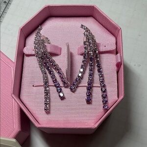 NIB Swarovski Diamond and Purple Crystal Earrings